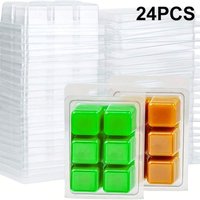 12/24 Pieces Rectangular 6-Hole Clear Plastic Mold Tray for Candle Making and Soap Making, DIY Wax Melt Molds, Candle Making Sup