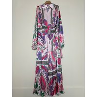 2026 Spring Women's Clothing Retro Geometric Print Lapel Pullover Loose Long Shirt Two-piece Set + Drape Wide Leg Pants Suit