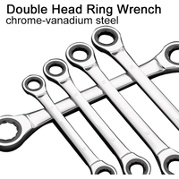 Double Head Ring Ratchet Wrench ,Chrome Vanadium Steel Ratchet Spanner Set Auto Repair Tools8/9/10/11/12/13/14/15/16/17/18/19mm