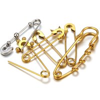 5pcs Stainless Steel Gold-Plated 18k PVD Safety Pins Brooches for Handmade DIY Pendant Creative Jewelry Making Craft Accessories