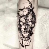 15 Days Waterproof Tattoo Sticker Skull Flower Half Arm Temporary Tattoo