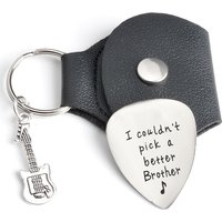 I Cloudn't Pick A Better Brother Dad Son Guitar Picks Keychain, Music Gifts For Brother Dad Son With Bag and Guitar Charm
