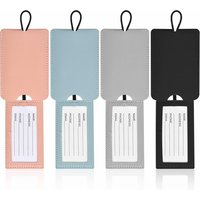 4PCS/Set PU Leather Luggage Tags Suitcase Name Tags Travel Accessories Baggage Tag Boarding Tag Name ID Labels