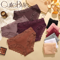 Sexy Cotton Lace Panty Women Low Waist Panties Underwear S-XL Solid Color Ladies Briefs Lingere Underware Comfortable Women