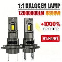 H1 H7 H4 LED Bulb 1:1 Mini Size Turbo Headlight 6000K with Fan Super Brighter High Power 12000000LM 8800W Auto Lamp 12V 24V