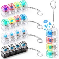 4 Keys Mechanical Keyboard Crystal Clicker Sensory Stress Relief Keyboard Keychain for Adults Anxiety Relief Relax Office Travel