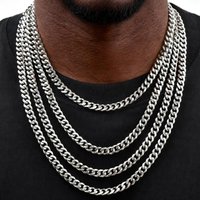 Classic Curb Chain Necklace for Men Women,3.5/5/7MM Stainless Steel Cuban Chain Chokers,Hip Hop Basic Chain Jewelry Gift