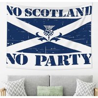 VIKAMA “No Scotland, No Party” Tapestry, Wall Hanging Featuring the Scottish St. Andrew’s Cross and Thistle Motif, Home Decor
