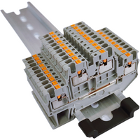 10pcs PTTB1.5 Din Rail Terminal Block PTTB-1.5 Electrical Connector 1.5mm Double Layer Spring Wiring Connection Wire Conductor