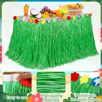 Tropical Grass Table Skirts UV-Resistant Waterproof Luau Decor for Beach Resorts Commercial-Grade Hawaiian Party Backdrops