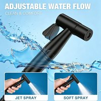 Black Bidet Sprayer for Toilet, Handheld Bathroom Spray Gun with 1.5m Hose & Wall Mount, Multifunctional for Toilet Cleaning