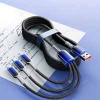 3-in-1 USB 240W Fast Charger Cable Car USB To Type-C Micro LIGHTING Cable For iPhone 16 15 14 13 Samsung Xiaomi Huawei