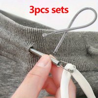 3Pcs Set Flexible Drawstring Threader Kit Flexible Spring Rope Threader with 2 Metal Clips for Pants Hoodies DIY Sewing Tools