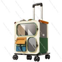 Portable Multi Cat Carrier Trolley Large Capacity Pet Travel Suitcase with Wheels and Telescopic Handle Transparent Backpack