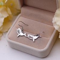 Kinitial Stainless Steel Earrings Whale Dolphin Dangle Earrings Sea Ocean Animal Charm Earrings For Women Jewelry Party Gifts