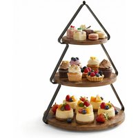 3 Tier Large Tiered Serving Tray Multi-Purpose Wood Cupcakes Tower Cookie Candy Buffet Holder For Afternoon Tea And Desserts