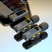 New Magnetic Digital Display Wireless Lapel Microphone 2.4G Live Noise Reduction Microphone 1 Drag 1/2 Phone Computer Style