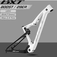 29er Carbon Full Suspension Mountain Bike Frame, Thru Axle Boost 148x12mm MTB Rear Shock Bicycle, 29er Travel 100mm UDH Hanger