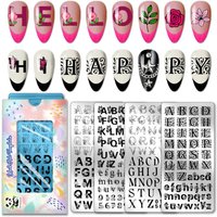 Stainless Steel DIY Nail Art Templates Template Tool Rectangle Letter 12x6cm 4 sheets/set