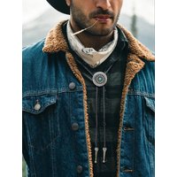 Western Cowboy Bolo Tie Necklace Necktie Accessories Men Women Vintage Stone Pendant Leather Bolo Ties Concert Rodeos Neckwear