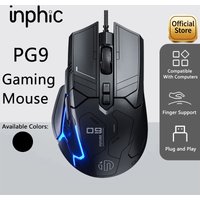 Inphic PG9 wired gaming mouse 6 buttons 75g lightweight design comfortable to use for e-sports 12800DPI RGB lighting effect