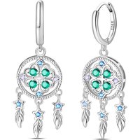 Original 925 Sterling Silver Lucky Dream Catcher Hoop Earrings For Women Fine Birthday Jewelry Gifts