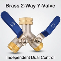 2 Way Threaded Brass Hose Splitter High Flow Heavy Duty Garden Hose Connector Irrigation Water Spigot Faucet Shutoff 3/4 GHT