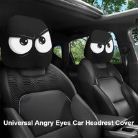 Funny Angry Eyes Car Headrest Cover Universal Cute Cartoon Cool Emoji Face Auto Head Rest Protector Elastic Bottom Sleeve Decor