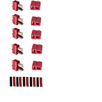 2/5/10 Pairs 20Pcs Red Non-slip Deans 2 Grips T Style Plug Connector Male Female with Heat Shrink for RC Lipo Battery ESC Motors