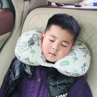 Kids Cartoon Inflatable U Neck Pillow Fast Blow Up Portable Cervical Support Pillow for Travel Airplane Car Kids Sleeping Rest