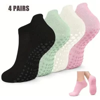 4 pairs Grip Pilates Socks for Women Yoga Athletic Socks for Barre Ballet Barefoot Workout
