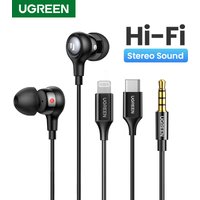 UGREEN Aux Earbuds Earphones, 3.5mm USB Type C Wired Headphones Noise Isolating Volume Control Microphone For iPhone 15 Pro Max