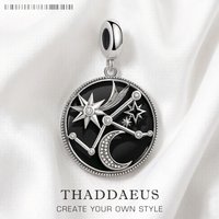 Astro Disc Dangle Charm Europe Style Fine Jewelry Women Vintage Gift In 925 Sterling Silver