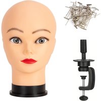 Bald Mannequin Head- Professional Cosmetology Training Mannequin Bald for Wig Making with Free Clamp Stand and T Needle