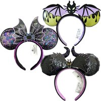 Halloween Minnie Mouse Ear Headband Adults/Child Disneyland Spider Bat PU Leather Bow Ear Women Christmas Gifts
