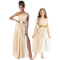 NEW Golden Greek Goddess Costume Roman Myth Character Retro Calico Gown Cosplay Carnival Halloween Party Fancy Dress