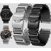 20mm/22mm/24mm Men Luxury Bracelet Stainless Steel Shark Mesh Strap For Seiko Breitling Omega Panerai Diving WatchBand