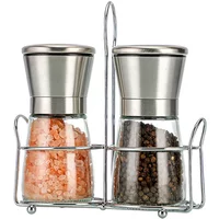 Ergonomic Adjustable Ceramic Core Pepper Sea Salt Grinder Stainless Steel Portable Spice Mill for Camping BBQ Home Kitchen Use