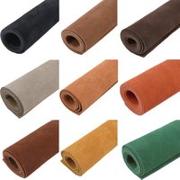5/6oz Genuine Suede Cowhide Leather Pieces Tooling Leather for Sewing ,Craft Projects 1.5-1.8mm Thickness Multicolored