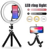 10 Inch LED Ring Light Photography Lighting Phone Ringlight With Tripod Stand Round Fill Lamp For Phone Live Video Selfie Lamp