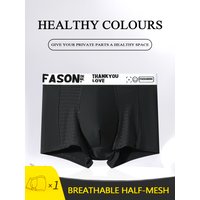 1 Pair Mesh Ice Silk Men's Briefs FASON Personalized Waistband Breathable Sexy Slimming Briefs Fashion Comfort Boxers