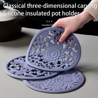3Pcs Vintage Hollow Silicone Trivet Mat Set Heat Resistant Pot Holder Placemat Decorative Coaster for Dining Table Decor