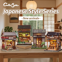 โCutebee DIY Book Nook Kit Miniature Dollhouse Bookshelf Insert Wooden Bookend 3D Building Model for Kid Gifts Japanese Style