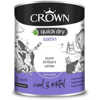 Crown Quick Dry Satin White Paint 750ml