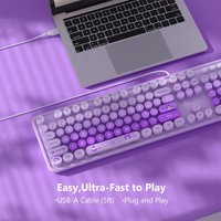 MOFII Wired Keyboard, 104 Keys Full-Sized Typewriter, Colorful Office Keyboard with Removable Round Keycap for Windows/Mac