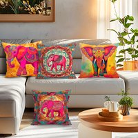 Indian-Style Elephant Cushion Pillowcase Printed Polyester 40/45/50cm Throw Pillowcover Decor Sofa Cushion Pillowslip Home Decor