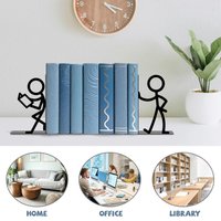Book Ends for Shelves Metal Abstract Art Non-Slip Heavy Duty Book Ends Shelf Decor for Home Bedroom Living Room Study Office