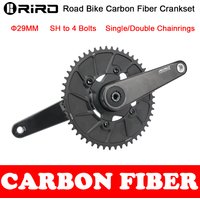 RIRO Carbon Fiber Crankset 165/170mm Road Bike Crank Single/Double Chainrings for Shimano Direct Mount/105 4-Bolts R9100