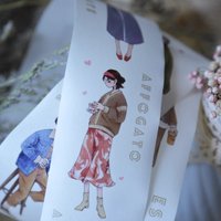 1 Loop 100cm Lovely Girl Handsome Brother Rabbit Washi PET Tapes DIY Decor Scrapbooking Journal Material Plan Sticker Sample