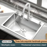 Stainless Steel Chinese Kitchen Sinks for Kitchen Sink Thickened Brushed Process Simple and Creative Kitchen Sink for Restaurant